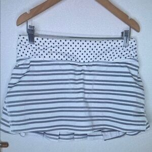 Lululemon Pace Rival Mid-Rise Skirt Black White grey Twin Stripe Mod Dot Printed
